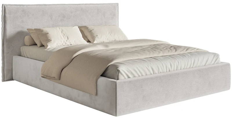 Polsterbett 160x200 cm Softie hellgrauer Velours, wasserabweisend
