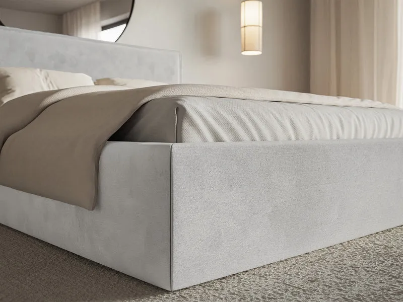 Polsterbett 160x200 cm Softie hellgrauer Velours, wasserabweisend
