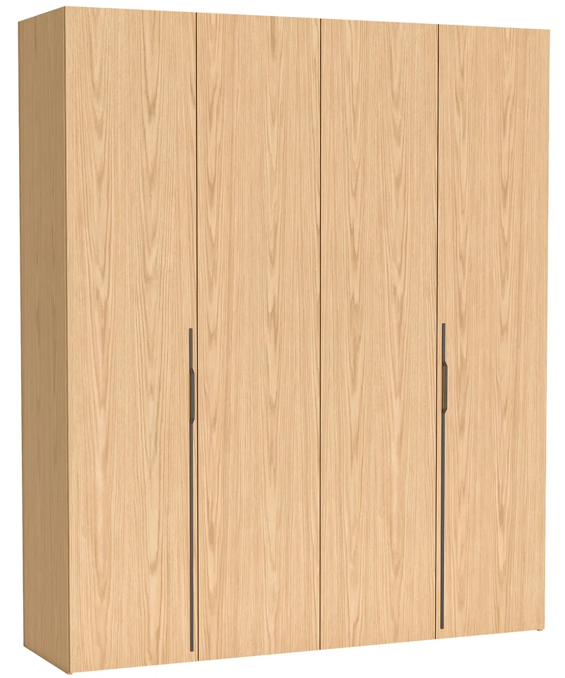 Zweiturige Bari-Garderobe mit drei Schubladen, 200 cm, Eiche Bookmatch