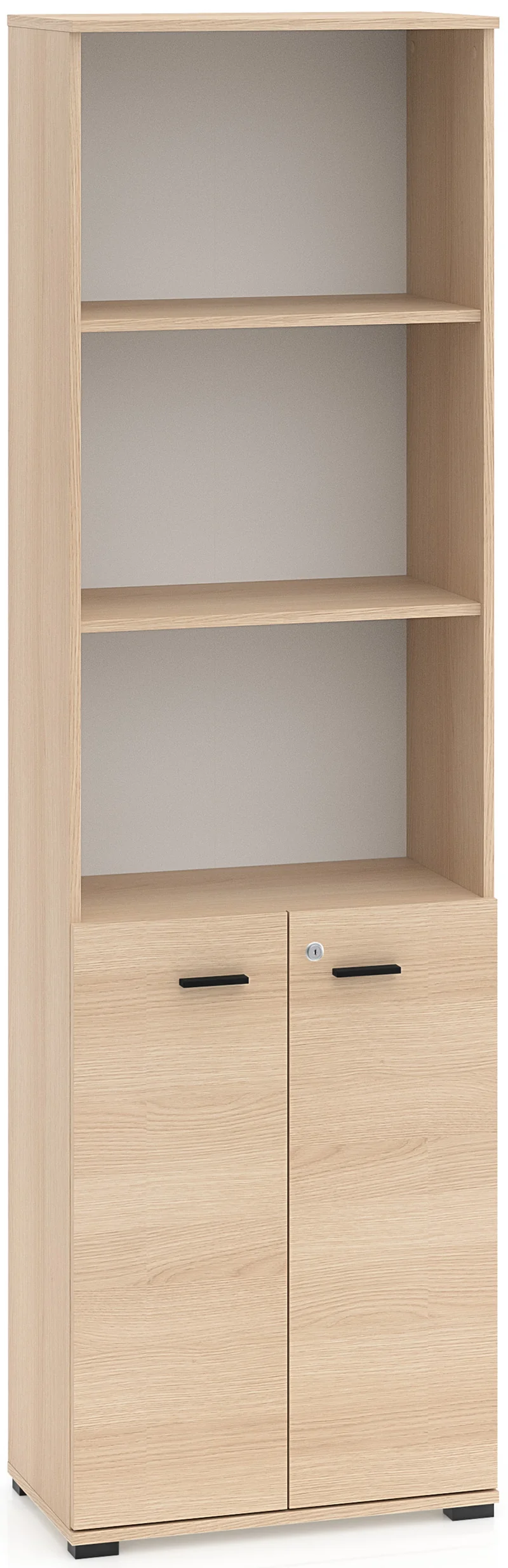 Zweituriges Regal Odelis mit drei offenen Regalböden, 60 cm, Lindberg-Eiche