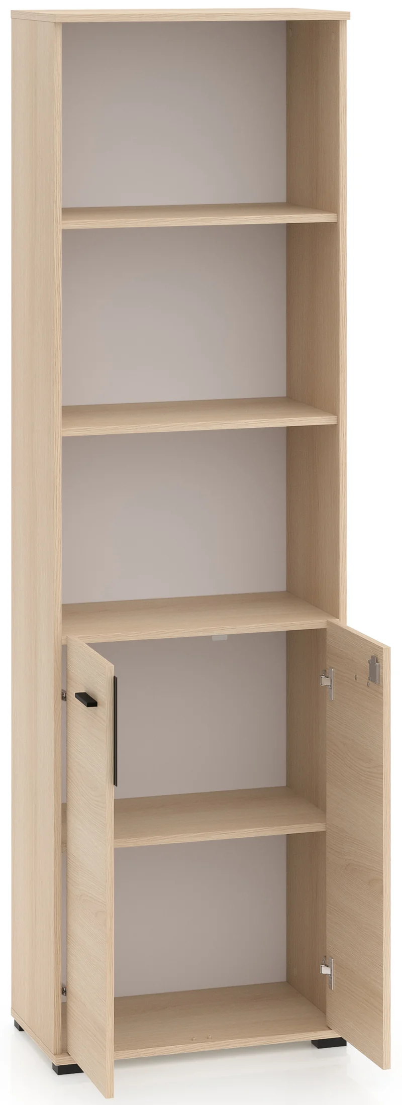 Zweituriges Regal Odelis mit drei offenen Regalböden, 60 cm, Lindberg-Eiche