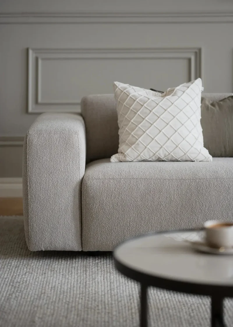 Große Ecklounge Sofa, Boucle beige