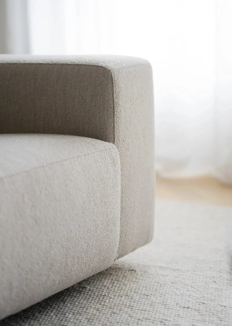 Große Ecklounge Sofa, Boucle beige