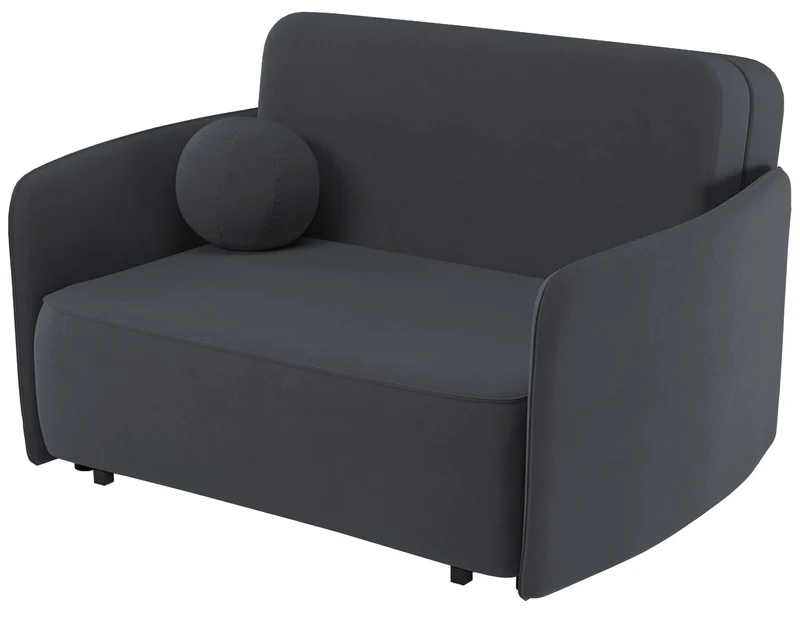 Ausziehbares Zweisitzer-Sofa Paxi 145 cm mit Stauraum, dunkelgrauer Chenille-Bezug