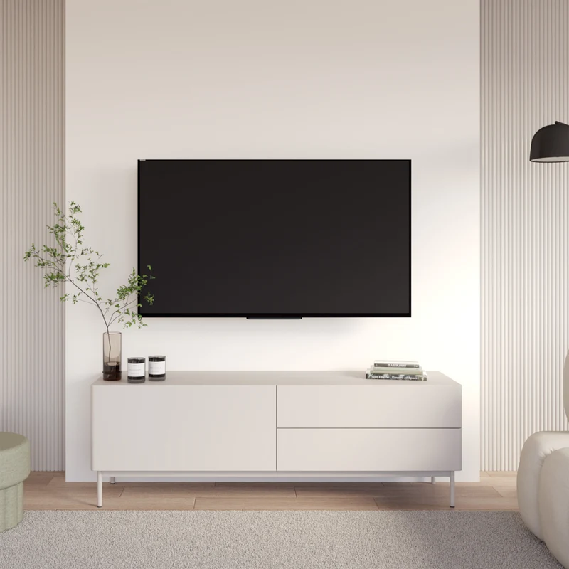 TV-Schrank Olio mit Klappe und zwei Schubladen, 160 cm, Kaschmir