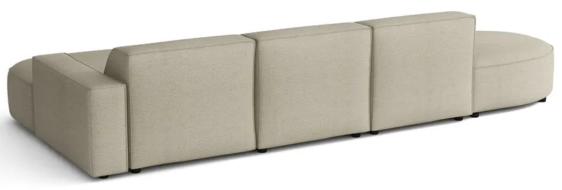 Modulares Ecksofa Sallmo L-förmig, rechtsseitig, grau-beige, hydrophober Chenille-Stoff