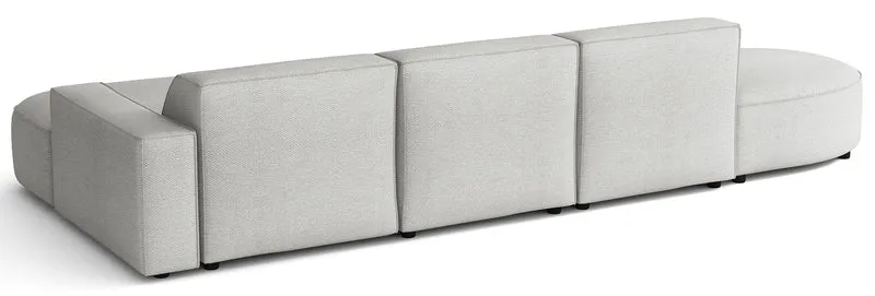 Modulares Ecksofa Sallmo, L-förmig, rechtsseitig, hellgrauer hydrophober Chenille-Stoff