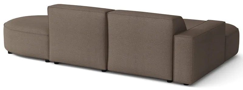 Modulares Ecksofa Sallmo L-förmig klein, linksseitig, hellbrauner hydrophober Chenille-Stoff