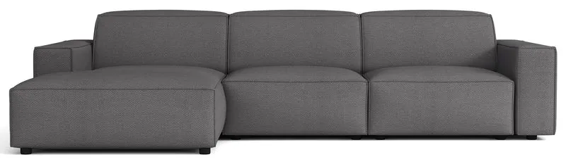 Modulares Ecksofa Sellmo, L-förmig, linksseitig, dunkelgrauer hydrophober Chenillestoff