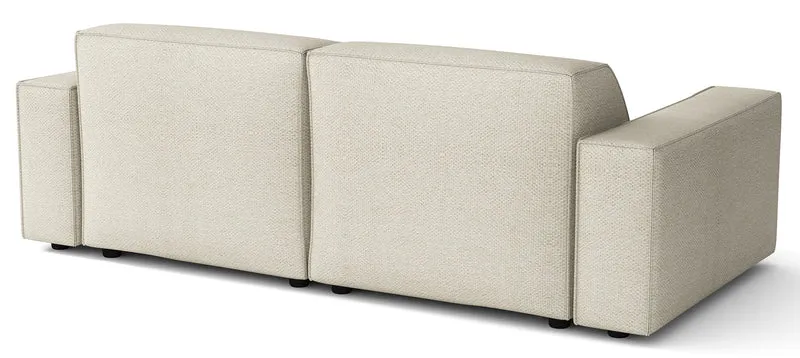 Modulares Ecksofa Sellmo, kleines L-förmiges, rechtsseitiges Modell, cremefarben, hydrophober Chenille-Stoff
