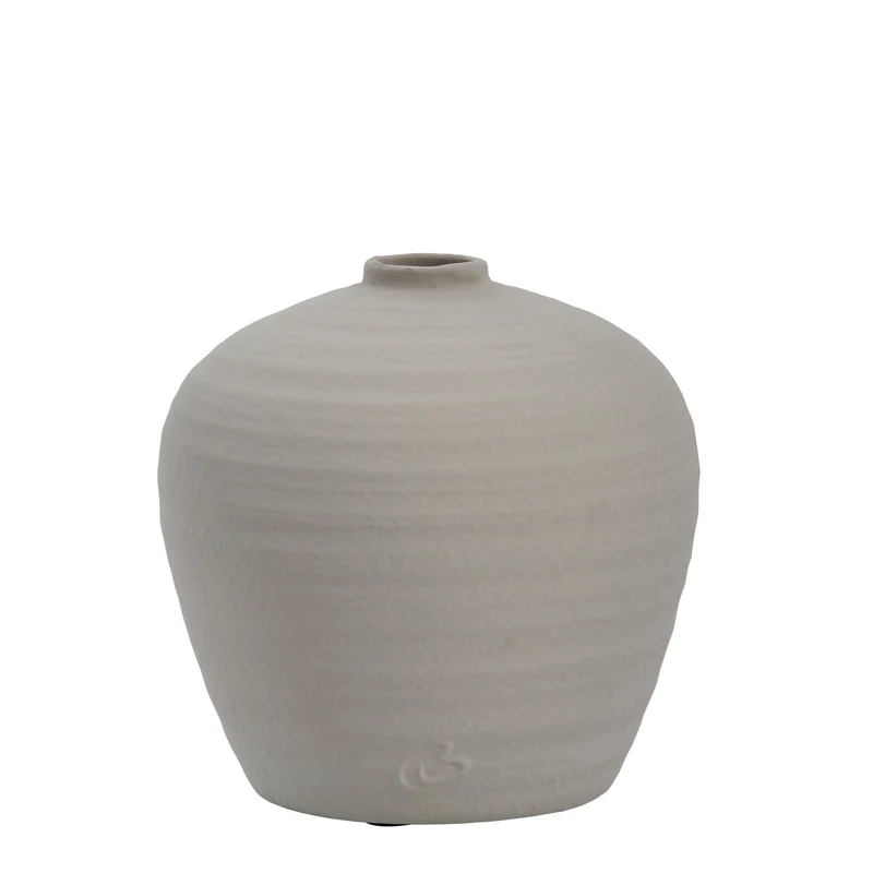 Steingut Vase Catia H20, grau