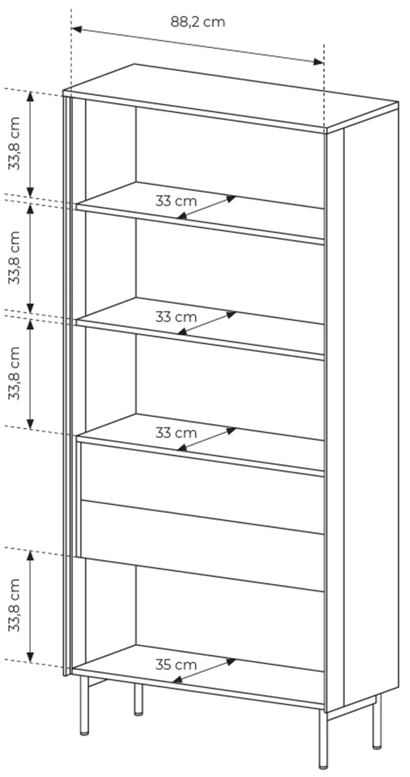 Zweiflügelige Vitrine Lumi mit zwei Schubladen und LED-Beleuchtung, 91 cm, Kaschmir