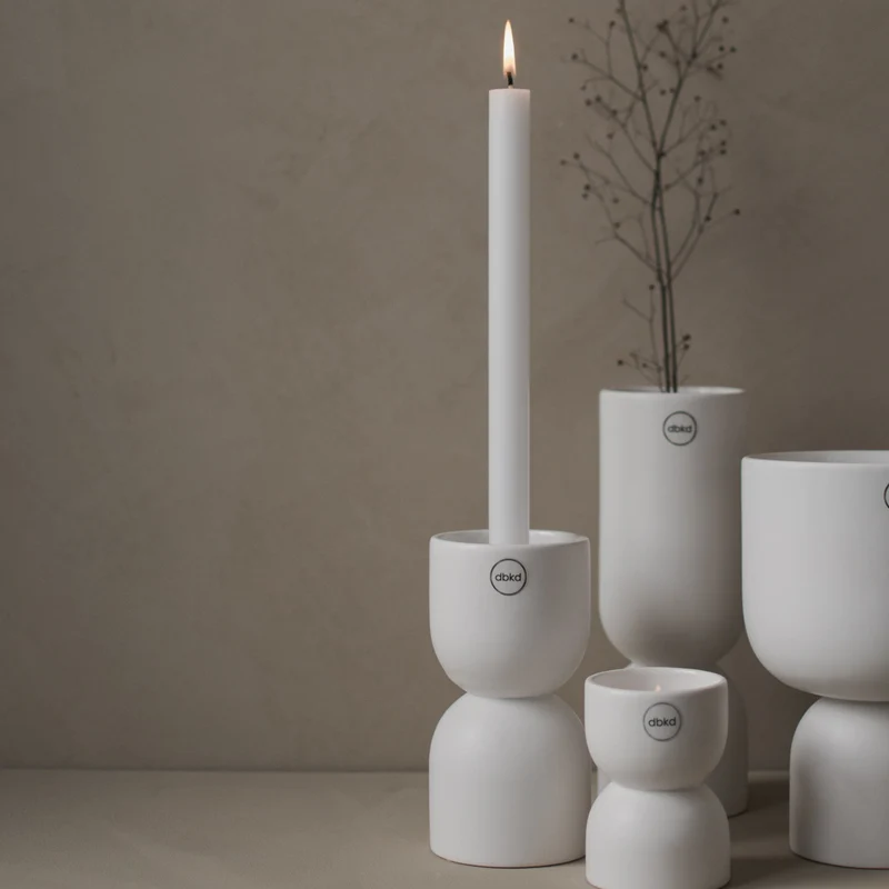 Keramik Kerzenständer Post, weiß