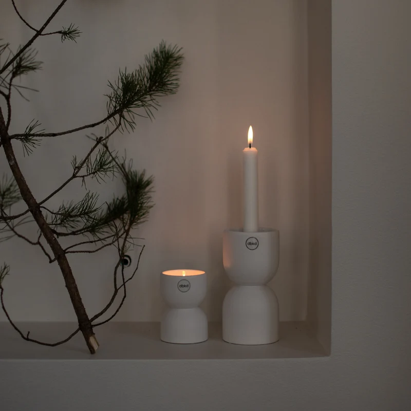 Keramik Kerzenständer Post, weiß