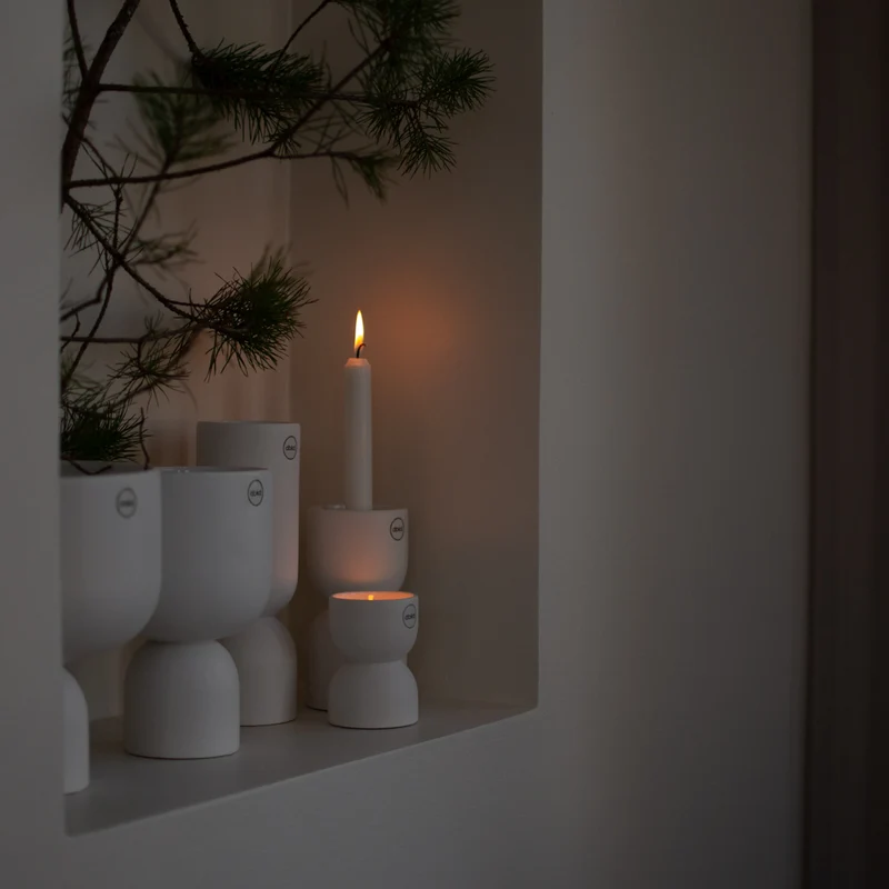 Keramik Kerzenständer Post, weiß