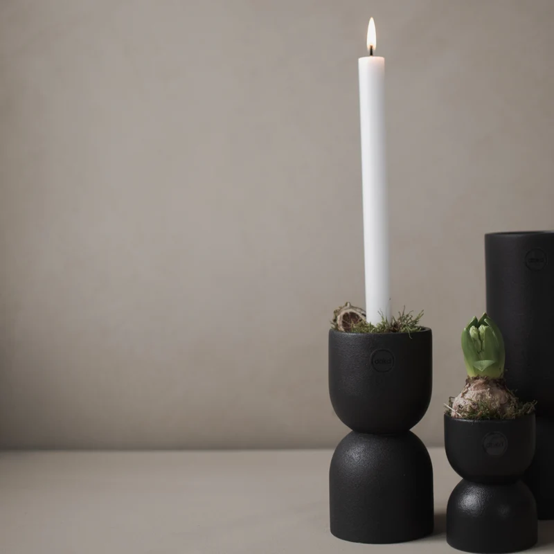 Keramik Kerzenständer Post, schwarz