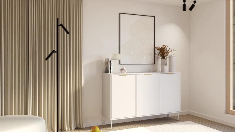 Drehtür-Kommode Vena 150 cm Weiß