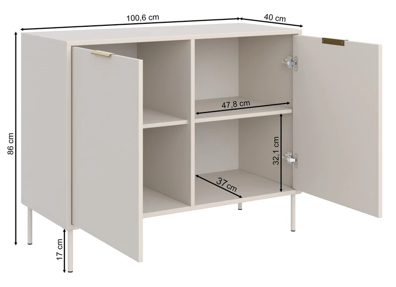 Zweittürige Kommode Vena 100 cm weiß