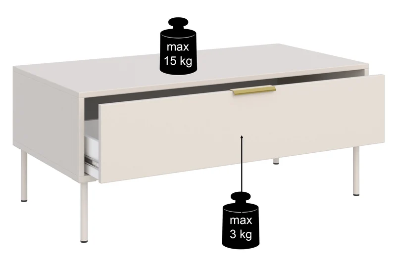 Couchtisch Vena mit Schublade 100x50 cm weiß