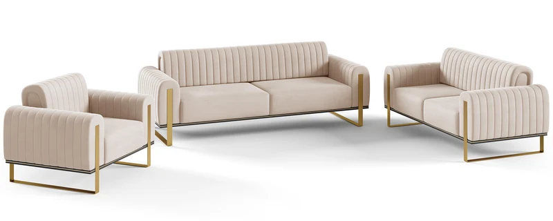 Drei-Sitzer-Sofa Parissa, beige, Samt