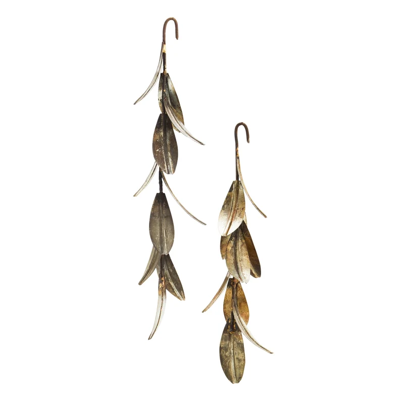 2er Set Baumschmuck Blätter, messing