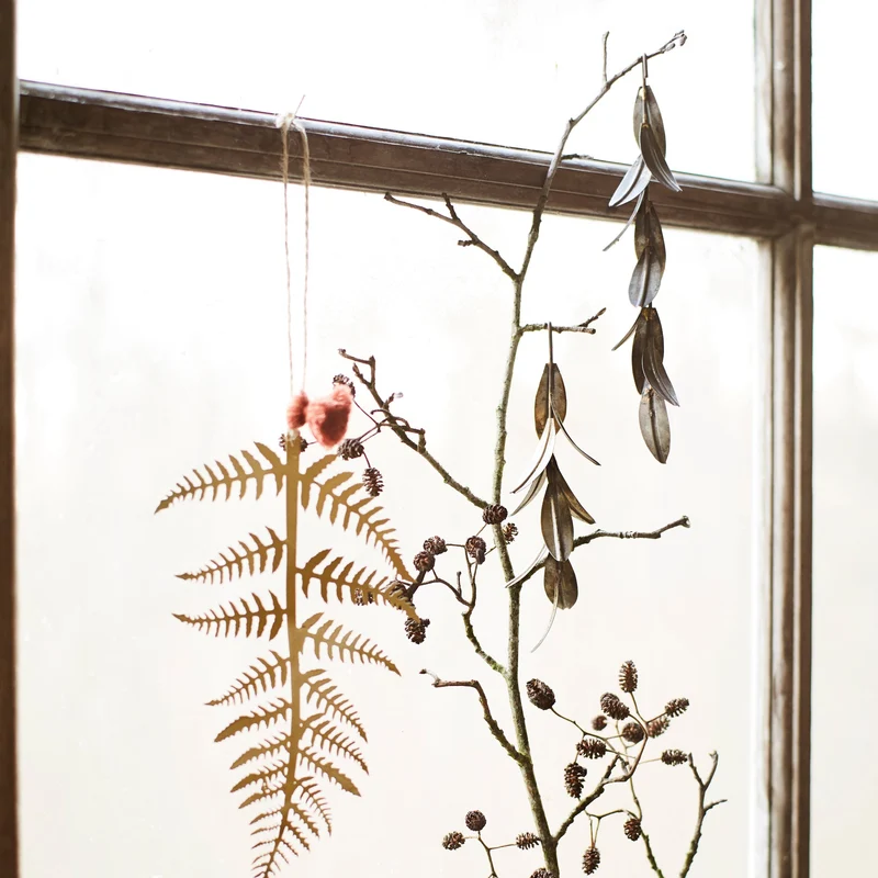 2er Set Baumschmuck Blätter, messing