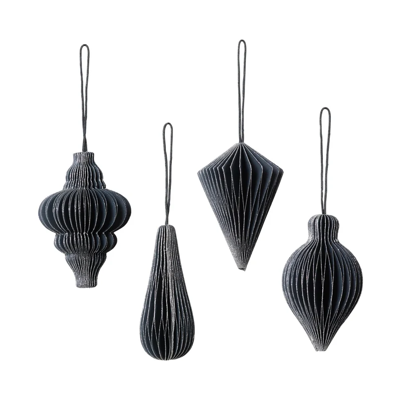 Baumschmuck Mix Papier 4-teilig, dunkelblau