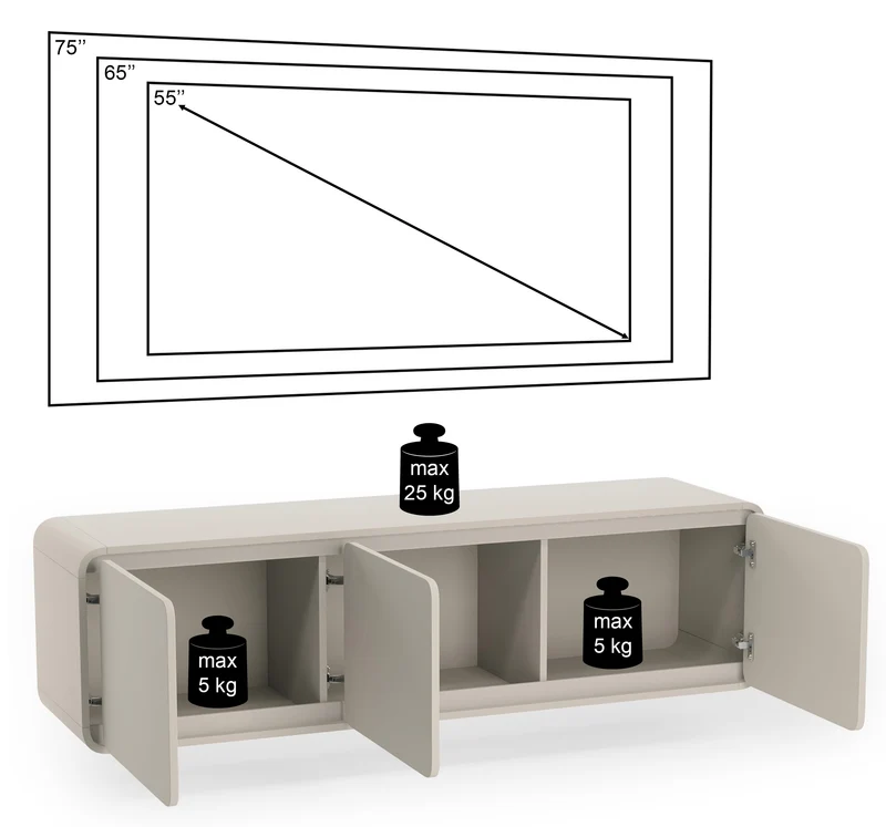 Drehtüriger TV-Schrank Lummo 156 cm Kaschmir