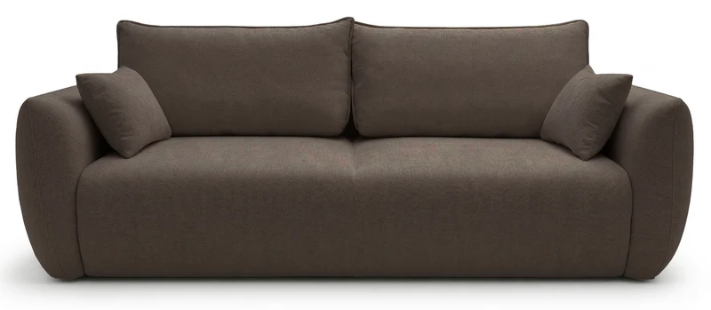 Dreisitziges ausklappbares Sofa Zordo mit Stauraum, braunes Chenille