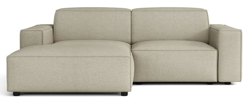 Modulare Eckcouch Sellmo L-förmig klein linksseitig, grau-beige, hydrophobes Chenille