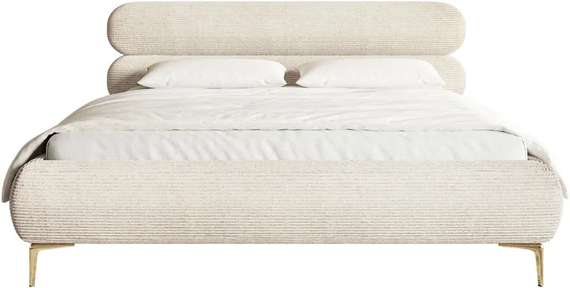 Polsterbett 180x200 cm Roule Cord hellbeige Cord Stoff goldene Beine