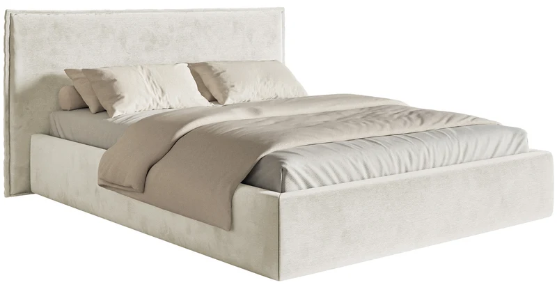 Polstermbett 180x200 cm Softie, hellgraubeige, Velours, wasserabweisend