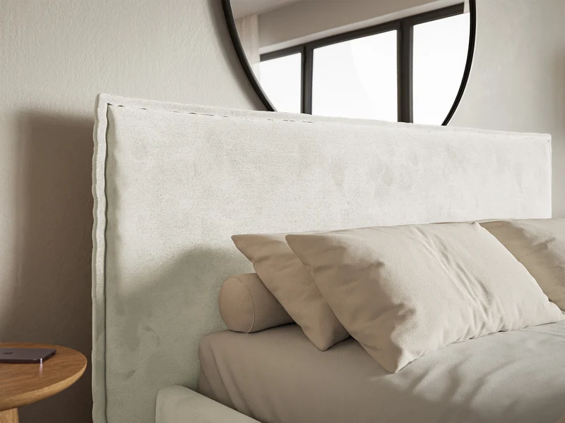Polstermbett 180x200 cm Softie, hellgraubeige, Velours, wasserabweisend