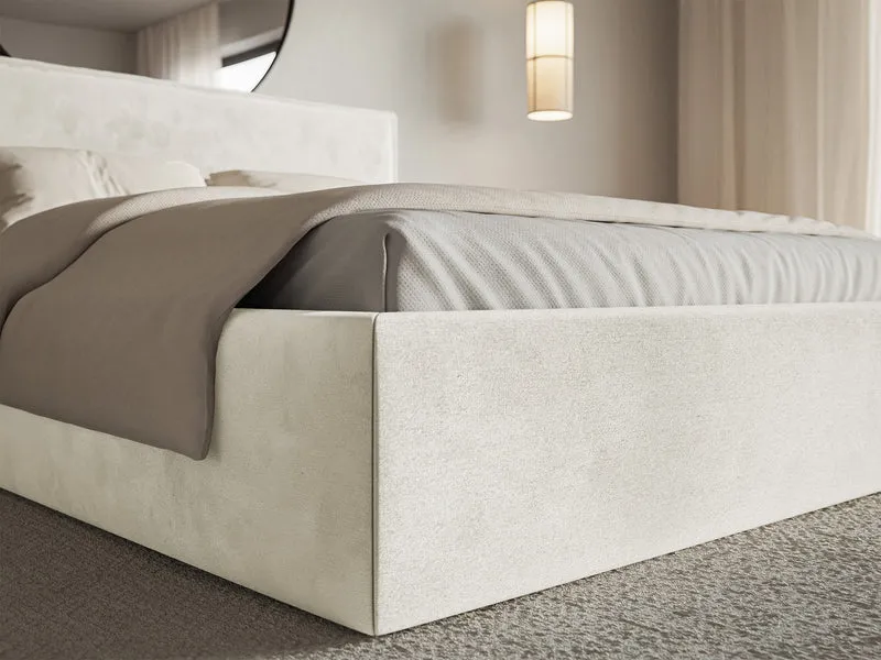 Polstermbett 180x200 cm Softie, hellgraubeige, Velours, wasserabweisend