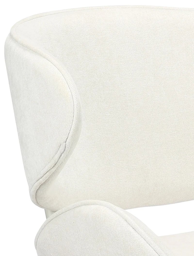 Gepolsterter Esszimmerstuhl Pretically aus pflegeleichtem cremefarbenem Chenille-Stoff