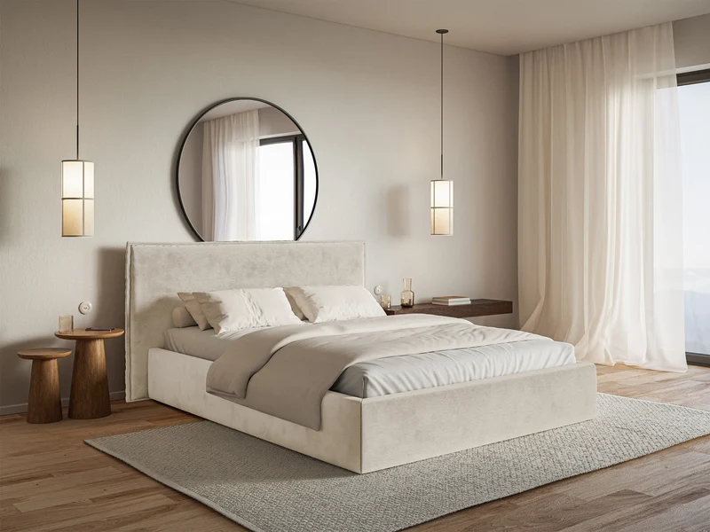 Polsterbett 180x200 cm Softie, beige, wasserabweisender Samt