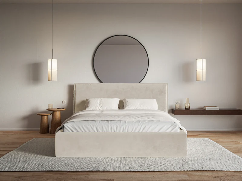 Polsterbett 180x200 cm Softie, beige, wasserabweisender Samt