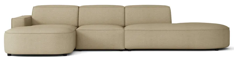 Modulares Ecksofa Sallmo L-förmig, linksseitig, dunkelbeige, hydrophobes Chenille