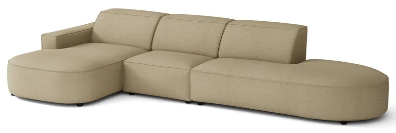 Modulares Ecksofa Sallmo L-förmig, linksseitig, dunkelbeige, hydrophobes Chenille