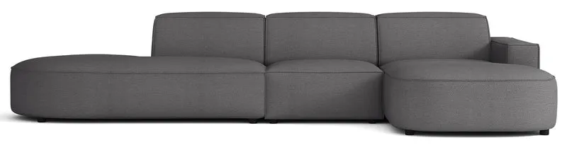 Modulares Ecksofa Sallmo, L-förmig, rechtsseitig, dunkelgrauer hydrophober Chenillestoff