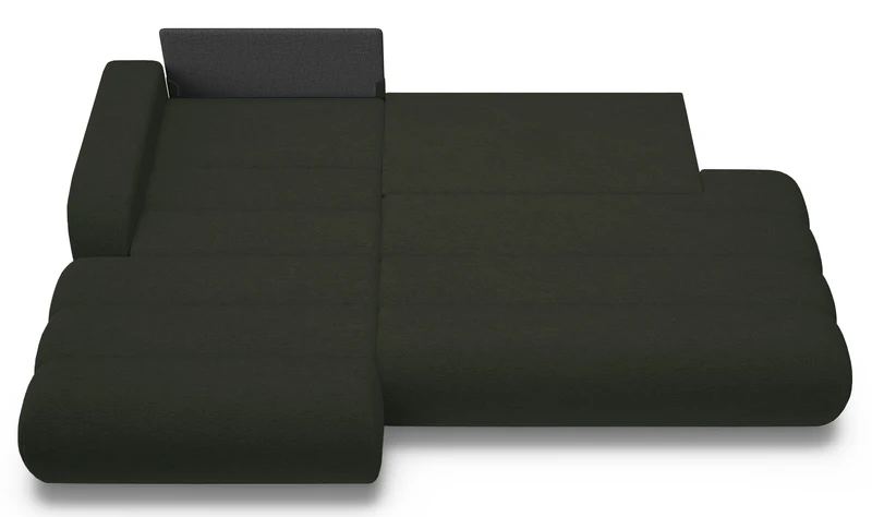 Ecksofa mit Schlaffunktion Arione, L-förmig, linksseitig, mit Stauraum, grüner Chenille-Bezug