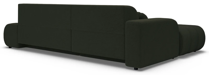Ecksofa mit Schlaffunktion Arione, L-förmig, linksseitig, mit Stauraum, grüner Chenille-Bezug