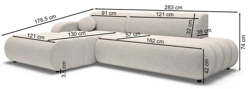 Ecksofa mit Schlaffunktion Arione, L-förmig, linksseitig, mit Stauraum, hellbeige Chenille