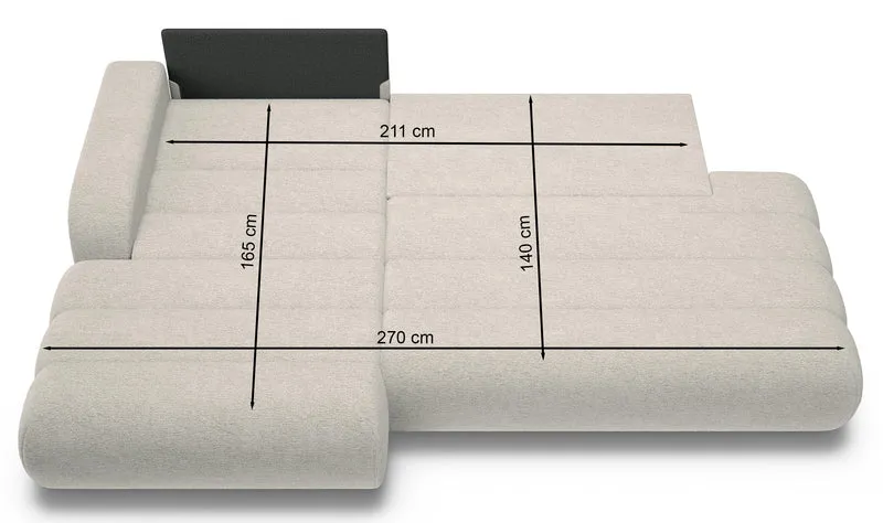 Ecksofa mit Schlaffunktion Arione, L-förmig, linksseitig, mit Stauraum, hellbeige Chenille