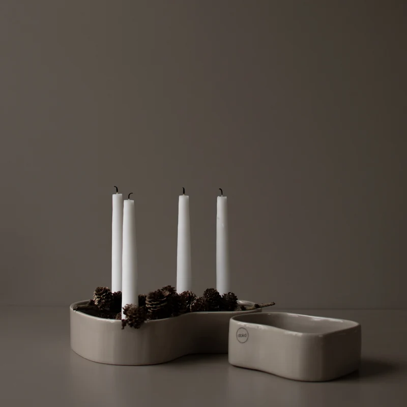 Keramik Kerzenständer, taupe
