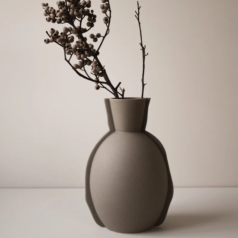 Keramikvase Edge, taupe