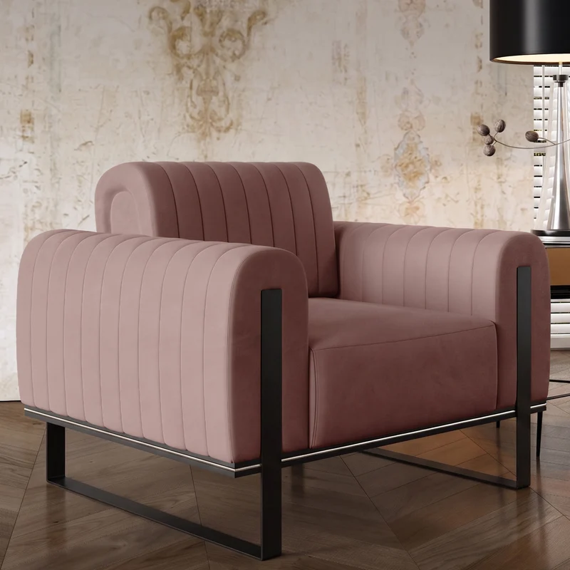 Parissa Schalensitz rosa Samt schwarze Beine
