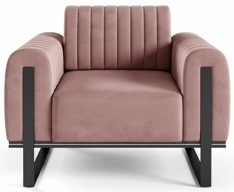 Parissa Schalensitz rosa Samt schwarze Beine