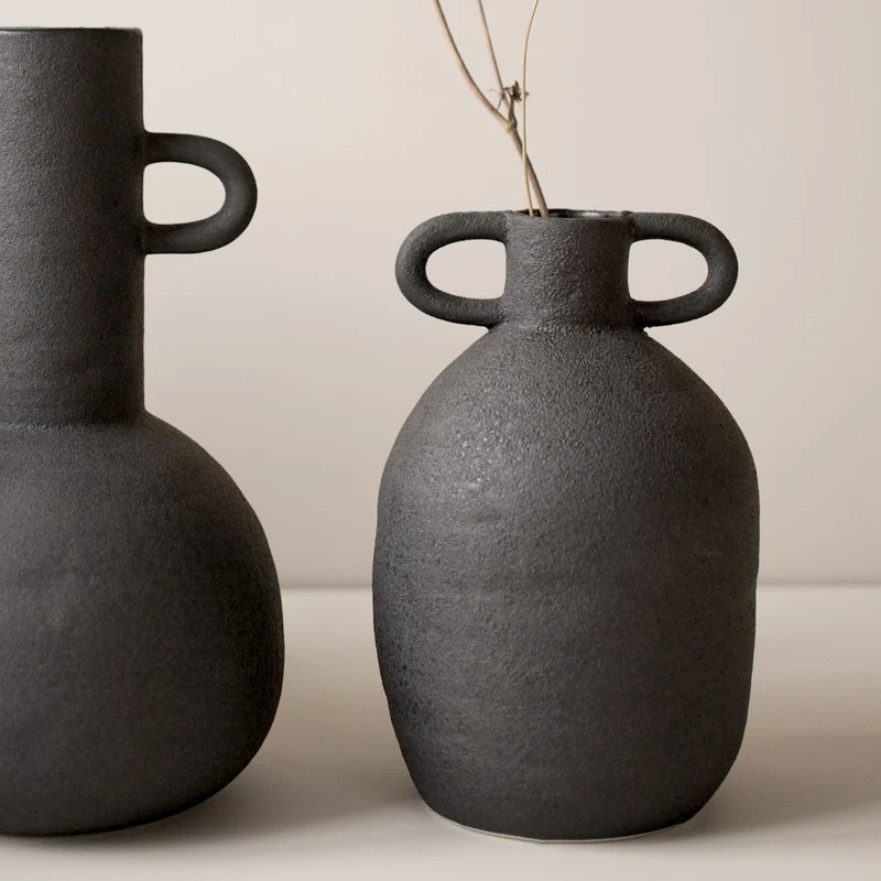 Keramikvase ø14cm, schwarz