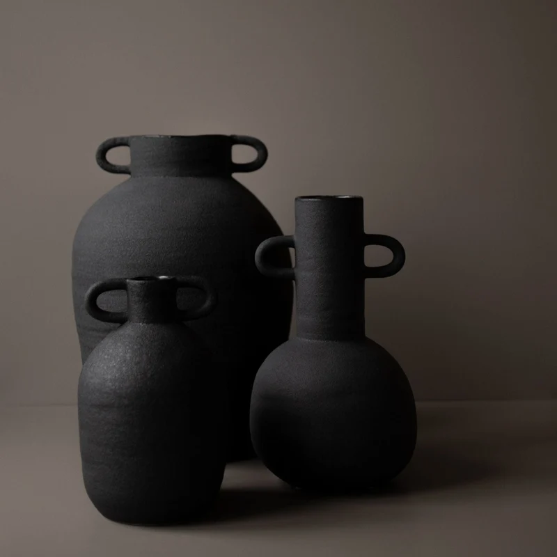 Keramikvase ø14cm, schwarz